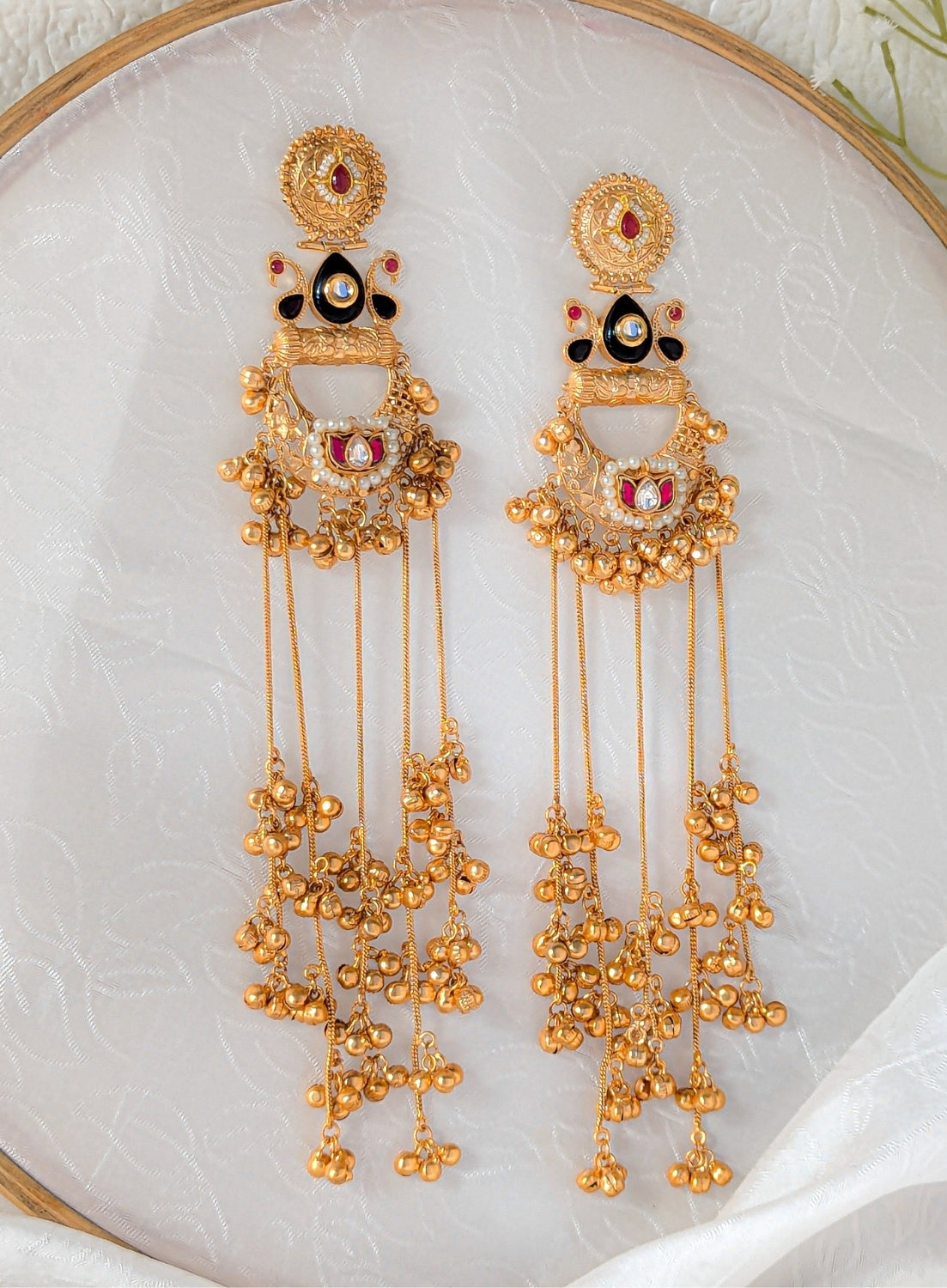 Kashmiri Long Chain Jhumka Earrings