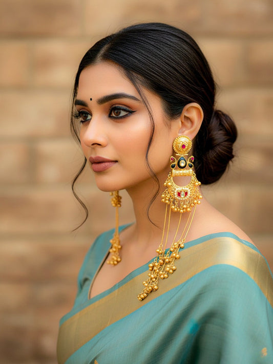 Kashmiri Long Chain Jhumka Earrings