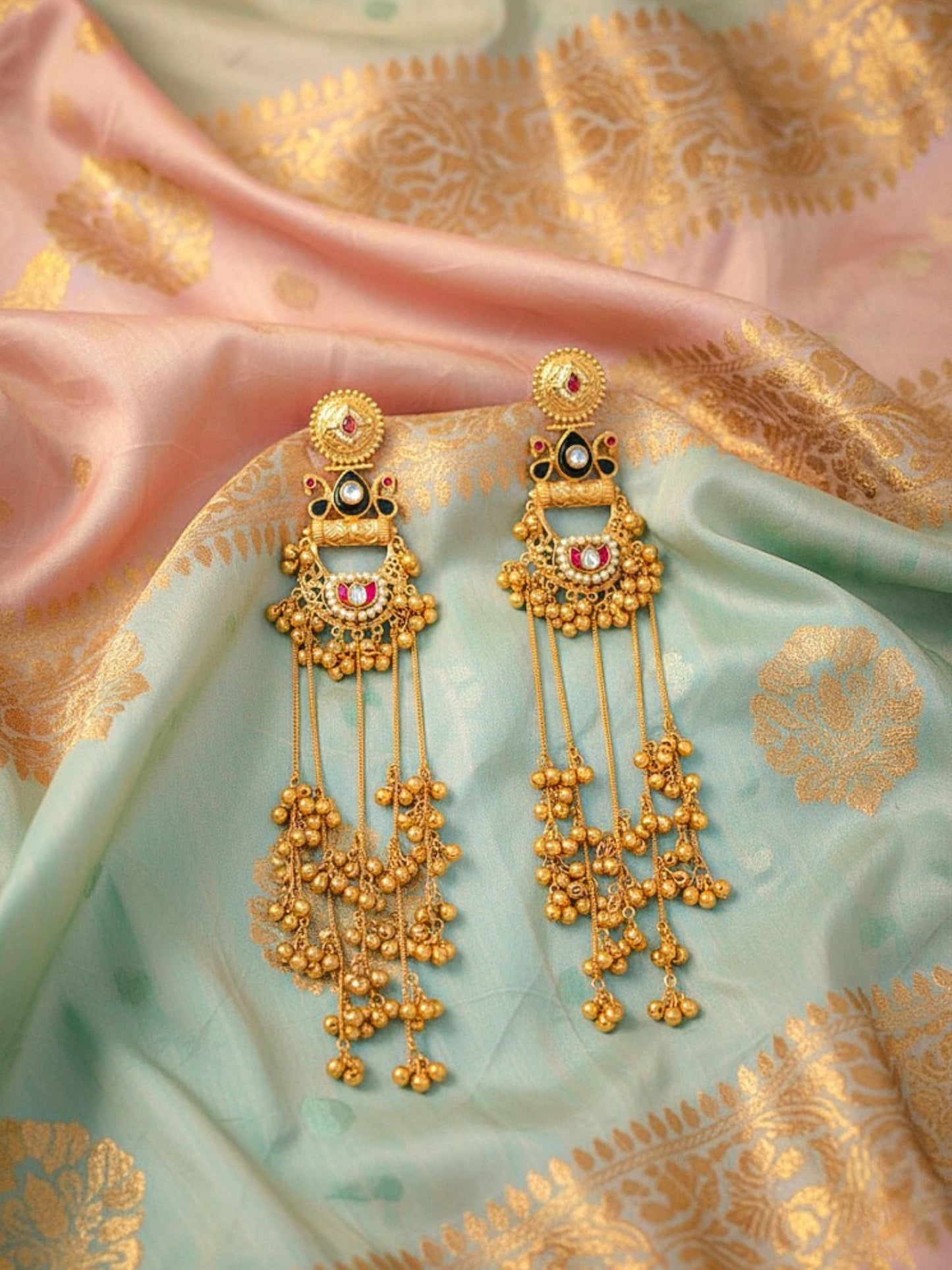 Kashmiri Long Chain Jhumka Earrings