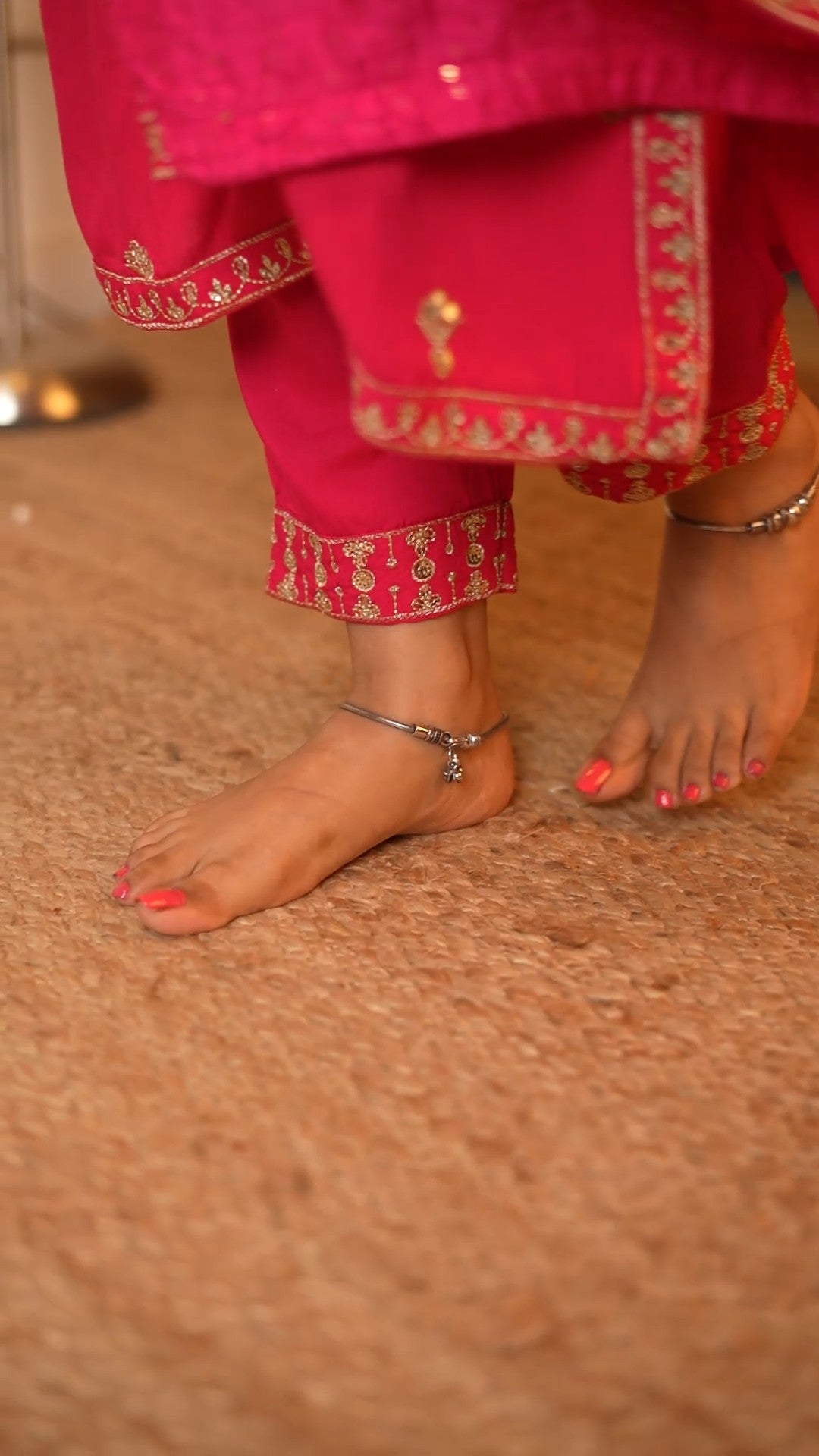 Elegant Beaded Oxidized Payal