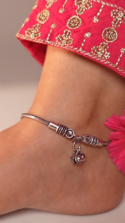 Elegant Beaded Oxidized Payal